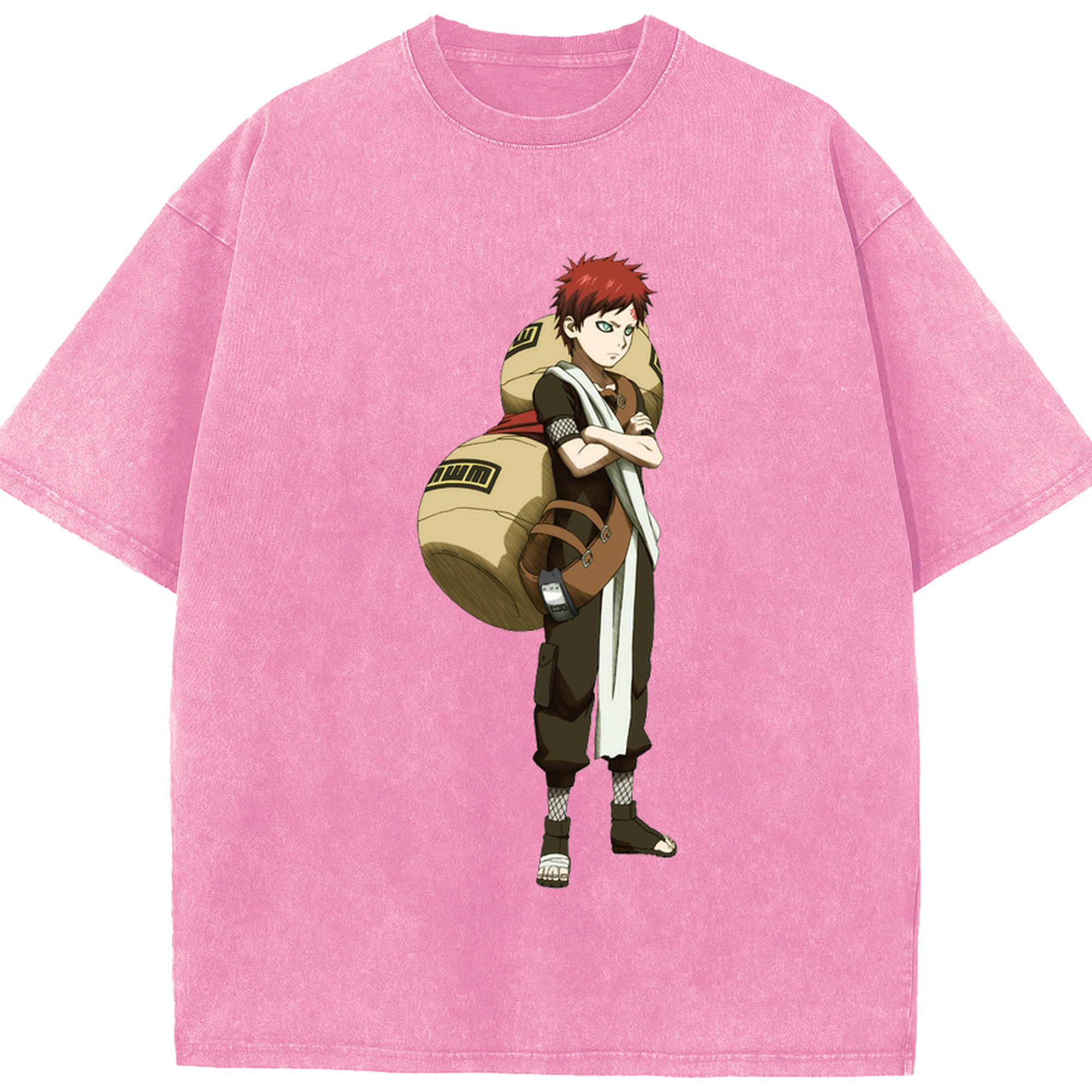 （画像用） NARUTO -ナルト- ガアラ Gaara 綿100% ヴィンテージ風 半袖Tシャツ（フロントプリント）